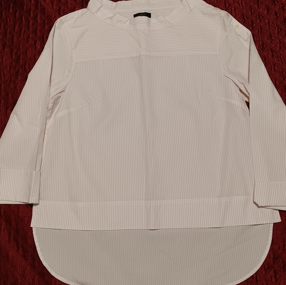 J. Crew Top FunnelNeck Striped Women Sz12 Pale Pink Long Sleeve High/Low - Picture 5 of 12